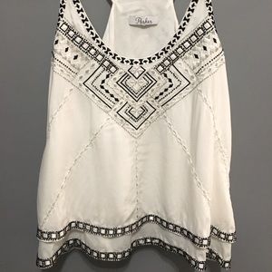 Parker white racer back beaded top in size Small